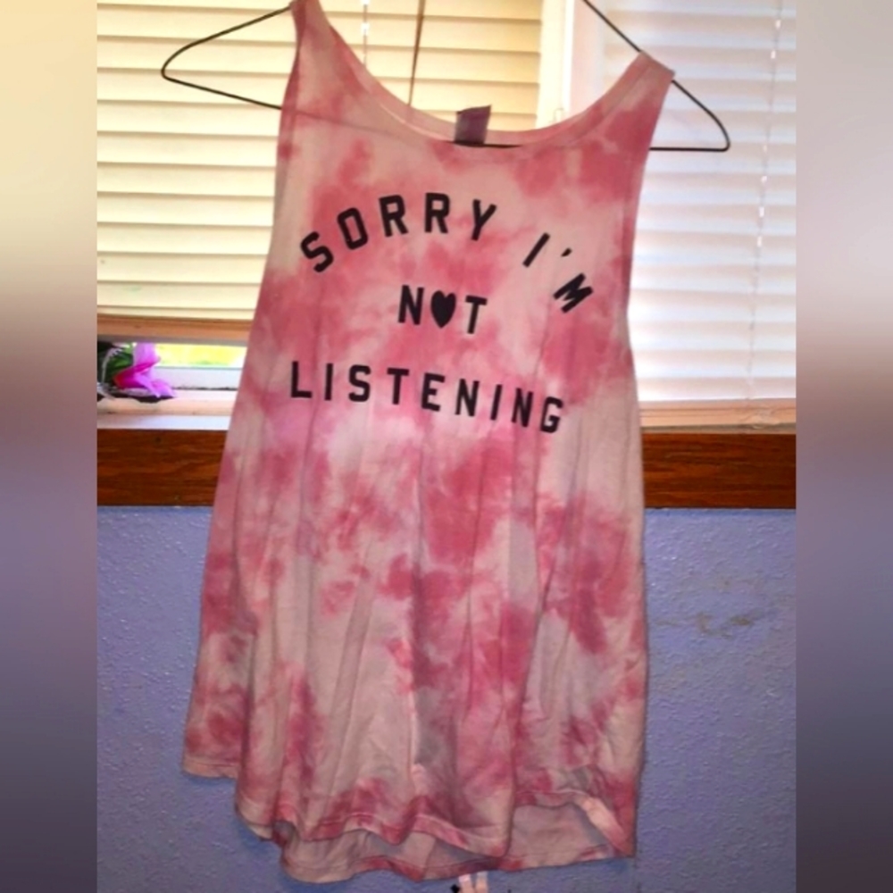 Pink and white tank top
